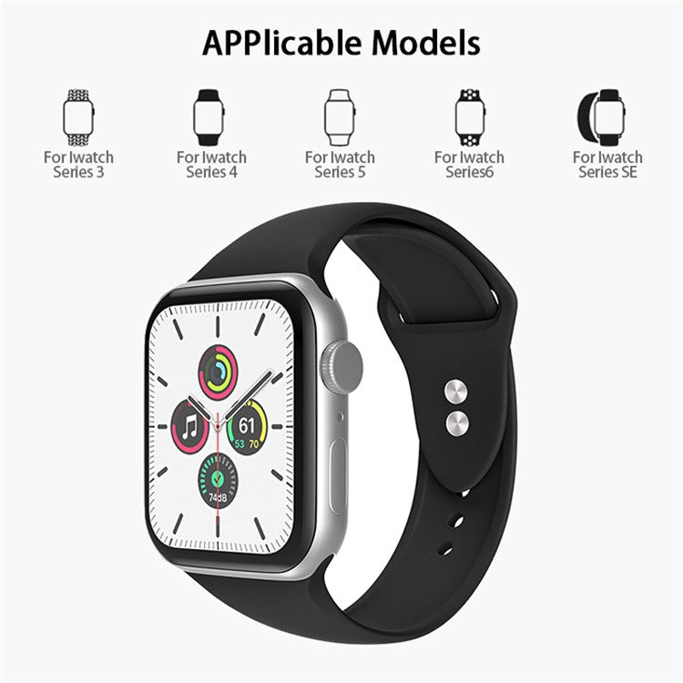 For Apple Watch Series 10 46mm / Ultra 2 Ultra 49mm / 9 8 7 45mm / SE (2023) SE (2022) SE 6 5 4 44mm / 3 2 1 42mm Wrist Strap Silicone Watchband with Double Buttons Buckle, Size S / M - Light Grey