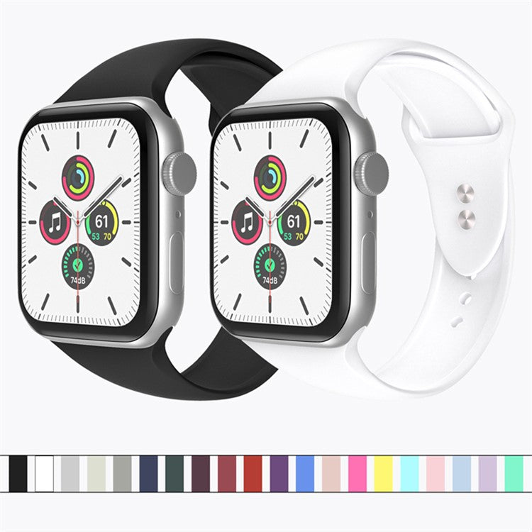 For Apple Watch Series 10 46mm / Ultra 2 Ultra 49mm / 9 8 7 45mm / SE (2023) SE (2022) SE 6 5 4 44mm / 3 2 1 42mm Wrist Strap Silicone Watchband with Double Buttons Buckle, Size S / M - Light Grey