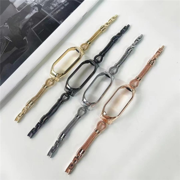 For Xiaomi Mi Band 7 Smart Watch Replacement Strap with Watch Case Delicate Copper Chain Metal Watchband - Black