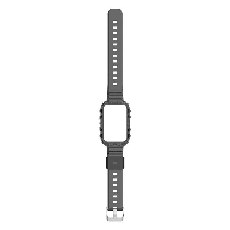 For Xiaomi Mi Band 7 Pro Solid Color Silicone Smart Watch Band with Integrated Watch Case Clear Replacement Wrist Strap - Transparent Black