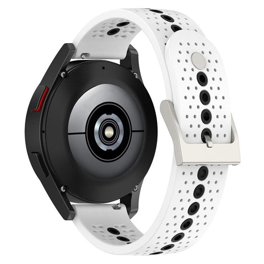 For Samsung Galaxy Watch 5 Pro 45mm / Huami Amazfit Bip 3 / 3 Pro Silicone Watch Band 20mm Dual Color Wrist Strap Replacement - White / Black