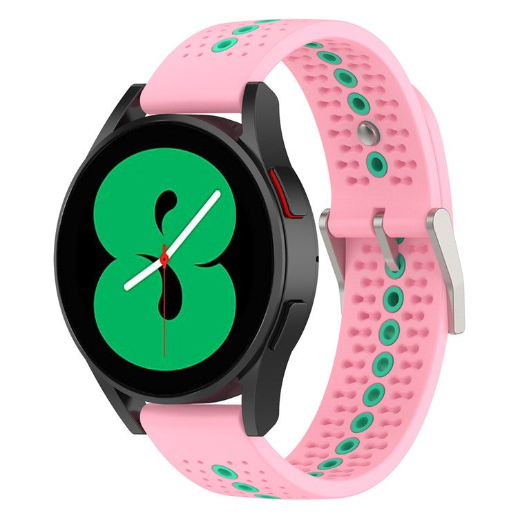 For Samsung Galaxy Watch 5 Pro 45mm / Huami Amazfit Bip 3 / 3 Pro Silicone Watch Band 20mm Dual Color Wrist Strap Replacement - Pink / Green