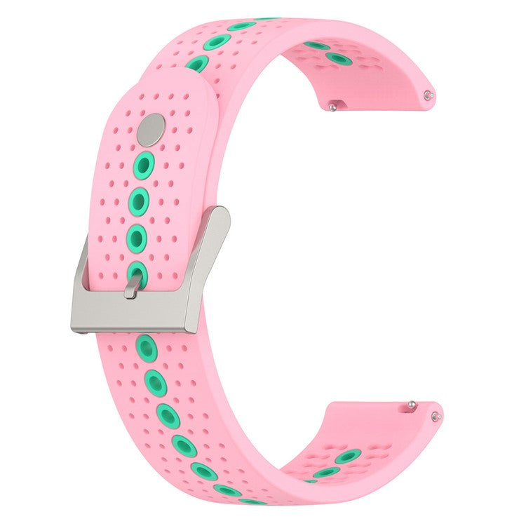 For Samsung Galaxy Watch 5 Pro 45mm / Huami Amazfit Bip 3 / 3 Pro Silicone Watch Band 20mm Dual Color Wrist Strap Replacement - Pink / Green
