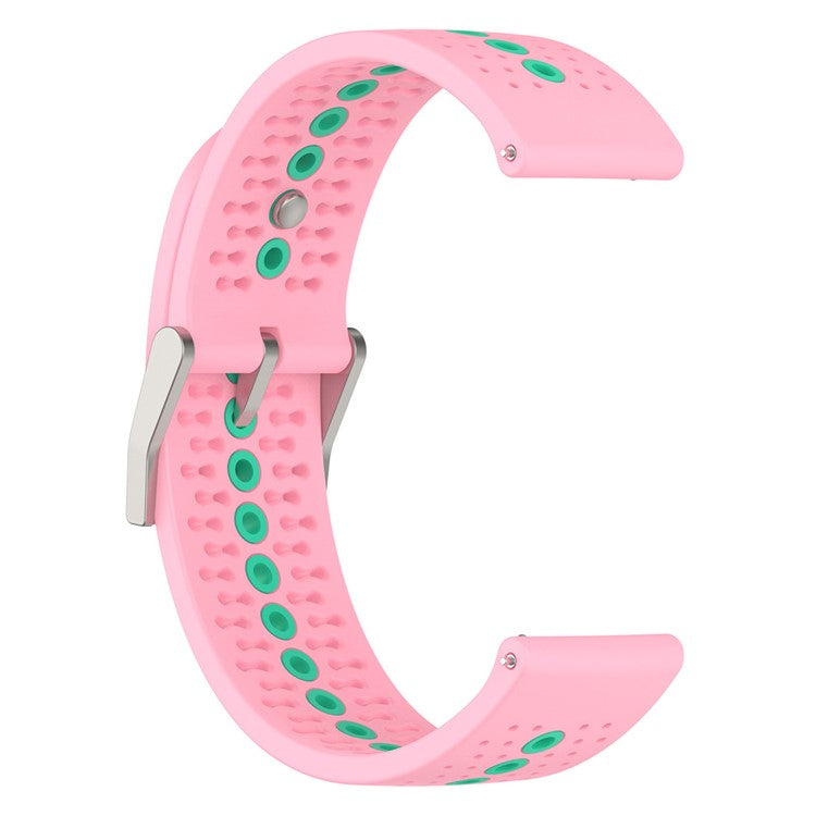 For Samsung Galaxy Watch 5 Pro 45mm / Huami Amazfit Bip 3 / 3 Pro Silicone Watch Band 20mm Dual Color Wrist Strap Replacement - Pink / Green