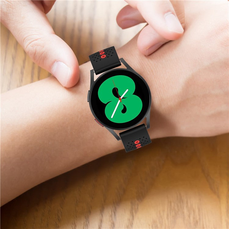 For Samsung Galaxy Watch 5 Pro 45mm / Huami Amazfit Bip 3 / 3 Pro Silicone Watch Band 20mm Dual Color Wrist Strap Replacement - Pink / Green