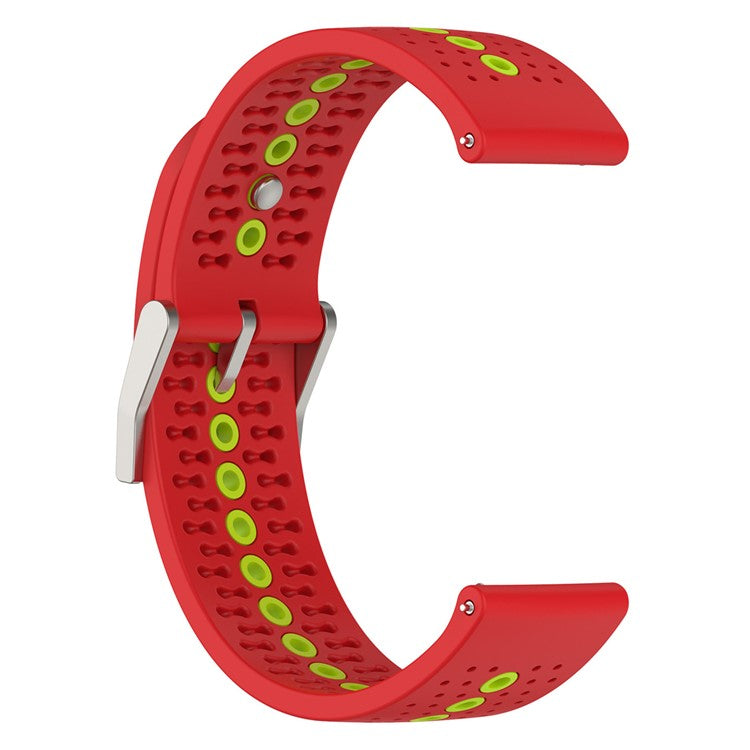 For Samsung Galaxy Watch 5 Pro 45mm / Huami Amazfit Bip 3 / 3 Pro Silicone Watch Band 20mm Dual Color Wrist Strap Replacement - Red / Green