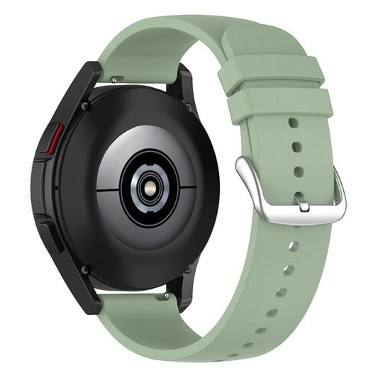 For Samsung Galaxy Watch 5 Pro 45mm / Huami Amazfit Bip 3 / 3 Pro Silicone Watch Band 20mm Adjustable Wrist Strap Adjustment - Silver Buckle / Lake Green