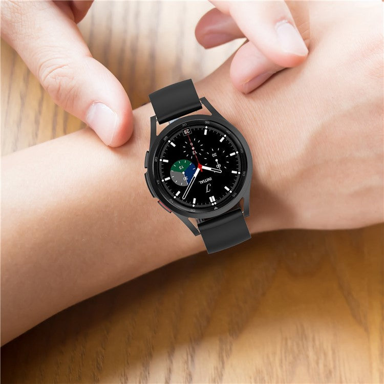 For Samsung Galaxy Watch 5 Pro 45mm / Huami Amazfit Bip 3 / 3 Pro Silicone Watch Band 20mm Adjustable Wrist Strap Adjustment - Silver Buckle / Lake Green