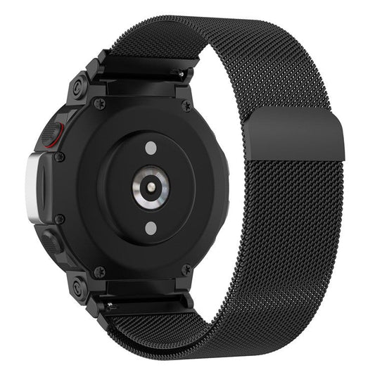 For Huami Amazfit T-Rex 2 Milanese Magnetic Wrist Strap Stainless Steel Mesh Watch Band Strap - Black