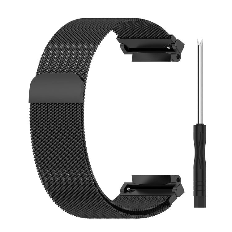 For Huami Amazfit T-Rex 2 Milanese Magnetic Wrist Strap Stainless Steel Mesh Watch Band Strap - Black