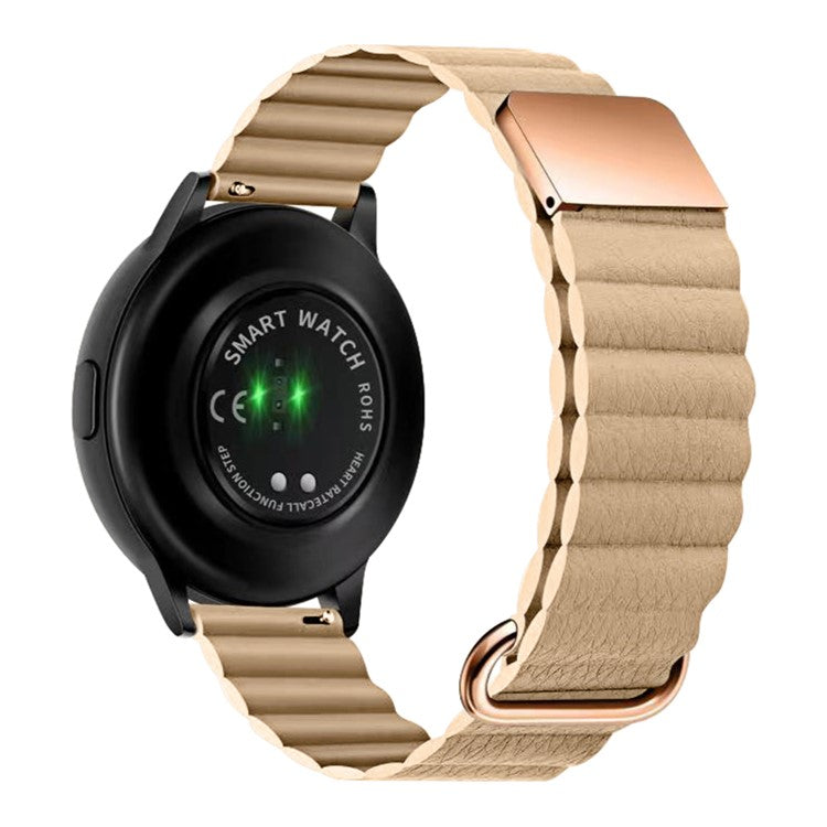 For Samsung Galaxy Watch 5 Pro 45mm  /  Amazfit Bip3 Pro 20mm Watch Band Genuine Leather Magnetic Strap - Rose Gold / Skin Color