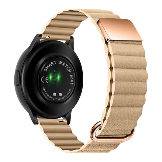 For Samsung Galaxy Watch 5 Pro 45mm  /  Amazfit Bip3 Pro 20mm Watch Band Genuine Leather Magnetic Strap - Rose Gold / Skin Color