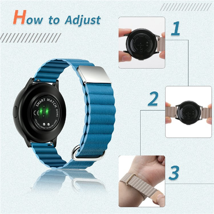 For Samsung Galaxy Watch 5 Pro 45mm  /  Amazfit Bip3 Pro 20mm Watch Band Genuine Leather Magnetic Strap - Rose Gold / Skin Color