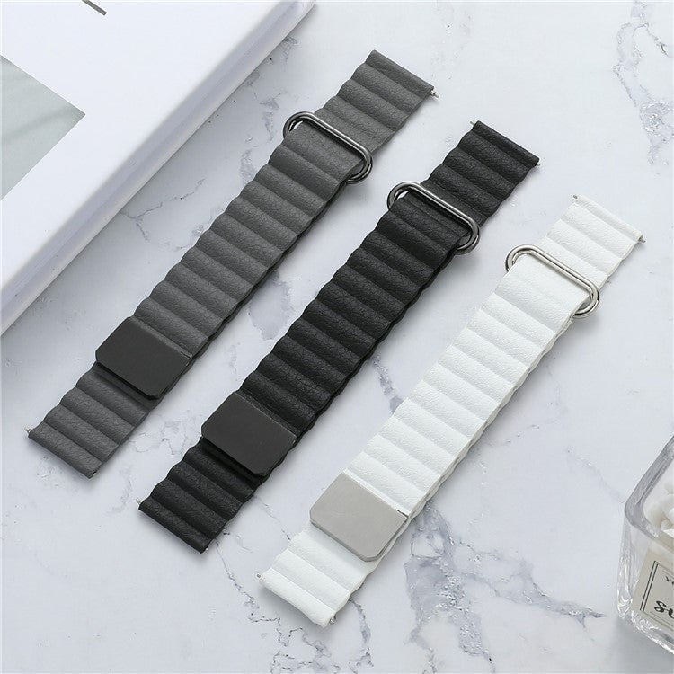 For Samsung Galaxy Watch 5 Pro 45mm  /  Amazfit Bip3 Pro 20mm Watch Band Genuine Leather Magnetic Strap - Rose Gold / Skin Color