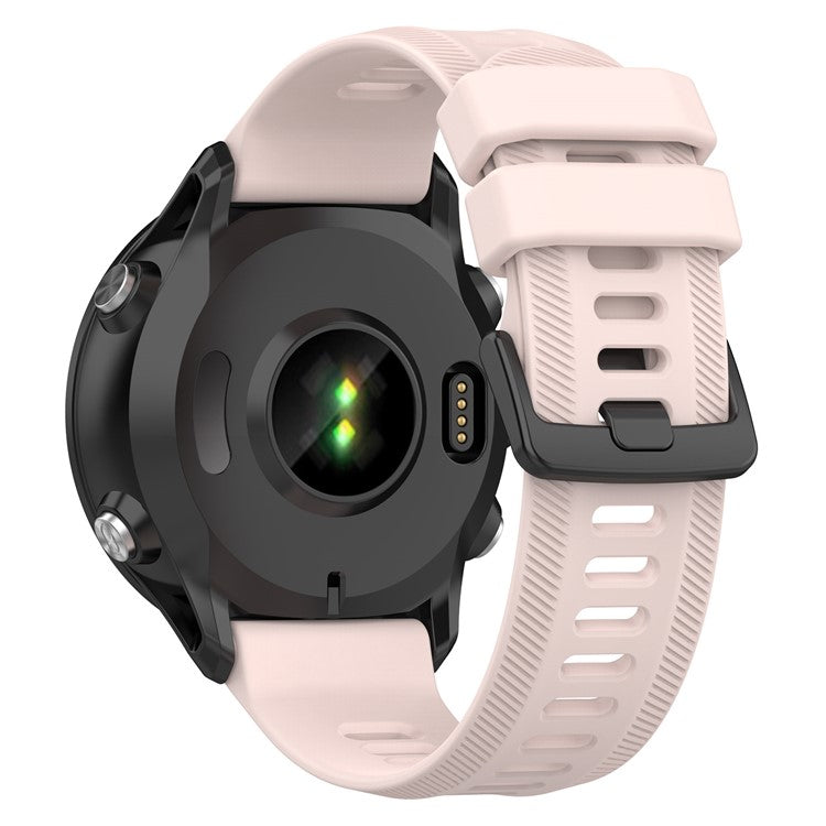 For Garmin Forerunner 955 / Forerunner 935 / Descent G1 22mm Twill Design Silicone Watch Band Black Buckle Strap Replacement - Light Pink