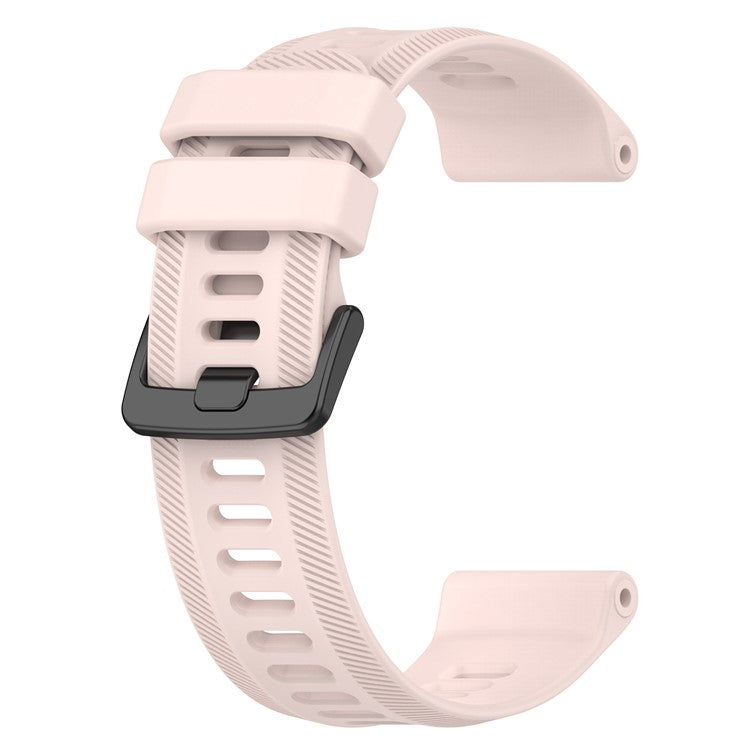 For Garmin Forerunner 955 / Forerunner 935 / Descent G1 22mm Twill Design Silicone Watch Band Black Buckle Strap Replacement - Light Pink