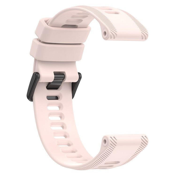 For Garmin Forerunner 955 / Forerunner 935 / Descent G1 22mm Twill Design Silicone Watch Band Black Buckle Strap Replacement - Light Pink