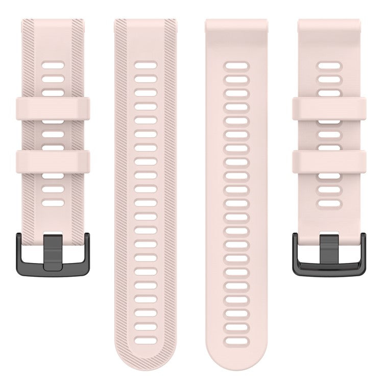 For Garmin Forerunner 955 / Forerunner 935 / Descent G1 22mm Twill Design Silicone Watch Band Black Buckle Strap Replacement - Light Pink
