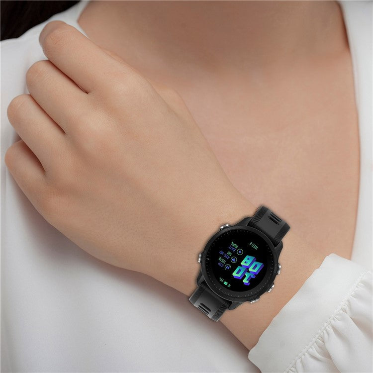 For Garmin Forerunner 955 / Forerunner 935 / Descent G1 22mm Twill Design Silicone Watch Band Black Buckle Strap Replacement - Light Pink