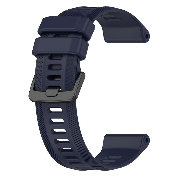 For Garmin Forerunner 955 / Forerunner 935 / Descent G1 22mm Twill Design Silicone Watch Band Black Buckle Strap Replacement - Dark Blue
