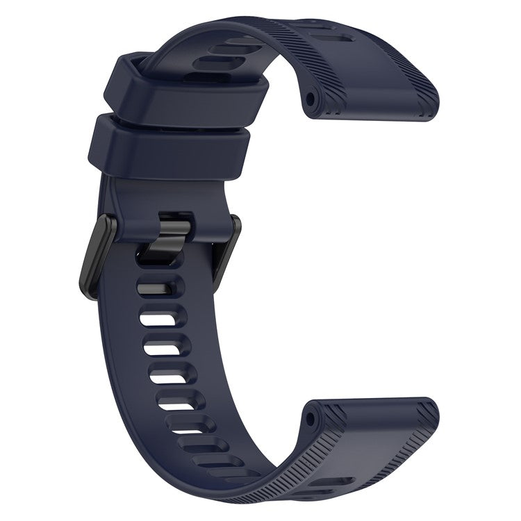 For Garmin Forerunner 955 / Forerunner 935 / Descent G1 22mm Twill Design Silicone Watch Band Black Buckle Strap Replacement - Dark Blue