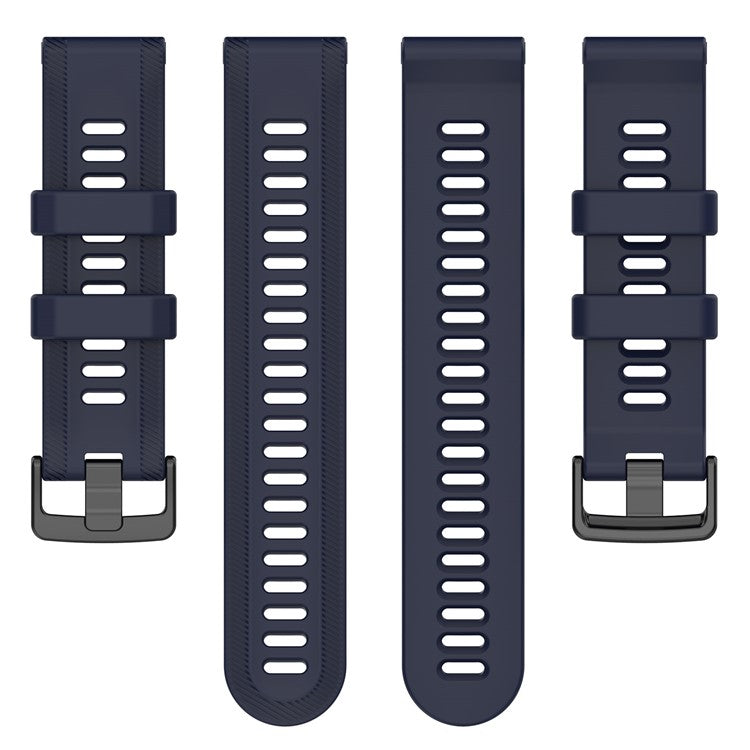 For Garmin Forerunner 955 / Forerunner 935 / Descent G1 22mm Twill Design Silicone Watch Band Black Buckle Strap Replacement - Dark Blue