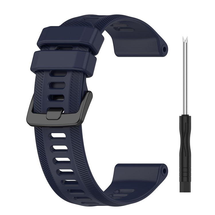 For Garmin Forerunner 955 / Forerunner 935 / Descent G1 22mm Twill Design Silicone Watch Band Black Buckle Strap Replacement - Dark Blue