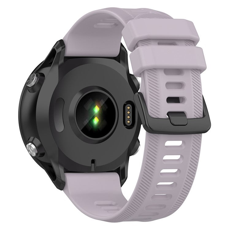 For Garmin Forerunner 955 / Forerunner 935 / Descent G1 22mm Twill Design Silicone Watch Band Black Buckle Strap Replacement - Light Purple
