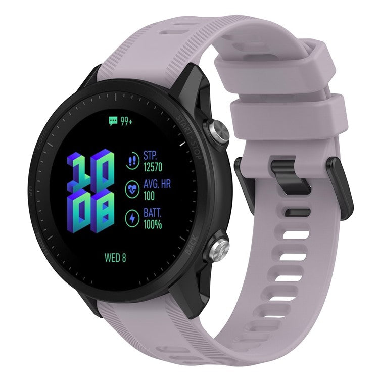 For Garmin Forerunner 955 / Forerunner 935 / Descent G1 22mm Twill Design Silicone Watch Band Black Buckle Strap Replacement - Light Purple