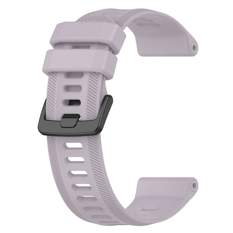 For Garmin Forerunner 955 / Forerunner 935 / Descent G1 22mm Twill Design Silicone Watch Band Black Buckle Strap Replacement - Light Purple