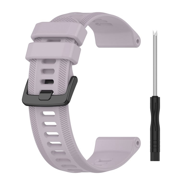 For Garmin Forerunner 955 / Forerunner 935 / Descent G1 22mm Twill Design Silicone Watch Band Black Buckle Strap Replacement - Light Purple