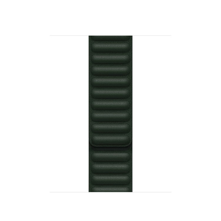 For Apple Watch Series 10 46mm / Ultra 2 Ultra 49mm / 9 8 7 45mm / SE (2023) SE (2022) SE 6 5 4 44mm / 3 2 1 42mm Magnetic Genuine Leather Watch Band Sports Adjustable Wristband - Cedar Green