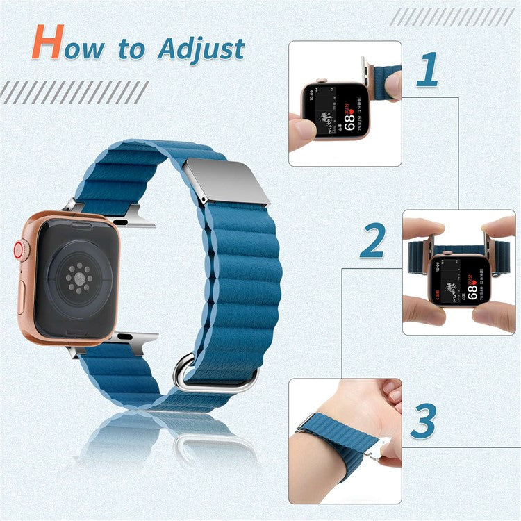 Watch Strap for Apple Watch Series 10 42mm / 9 8 7 41mm / SE (2023) SE (2022) SE 6 5 4 40mm / 3 2 1 38mm Magnetic Watchband - Black / Black