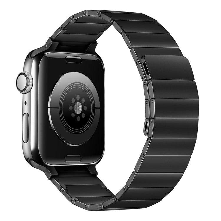 For Apple Watch Series 10 46mm / Ultra 2 Ultra 49mm / 9 8 7 45mm / SE (2023) SE (2022) SE 6 5 4 44mm / 3 2 1 42mm, Magnetic Watch Band Stainless Steel Replacement Watch Strap - Black