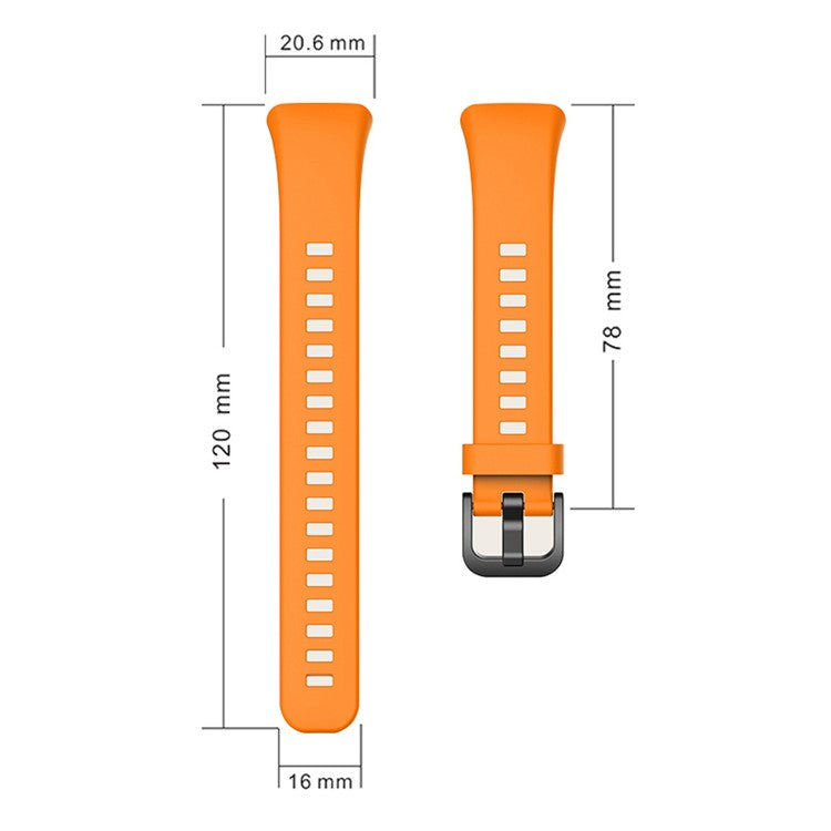 For Huawei Band 6 Soft Silicone Sports Wristband with Transparent TPU Case Full Around Bumper Frame Cover - Orange
