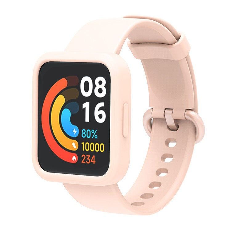 For Xiaomi Redmi Watch Replacement Strap 2-in-1 Watch Band+Watch Case Silicone Watch Band with Buckle - Pink / Pink