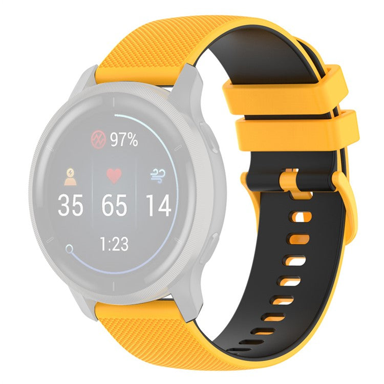 For Garmin Venu2 Plus / Vivoactive 3 / Vivomove Sport Silicone Watch Band Replacement Watch Strap 20mm - Yellow / Black