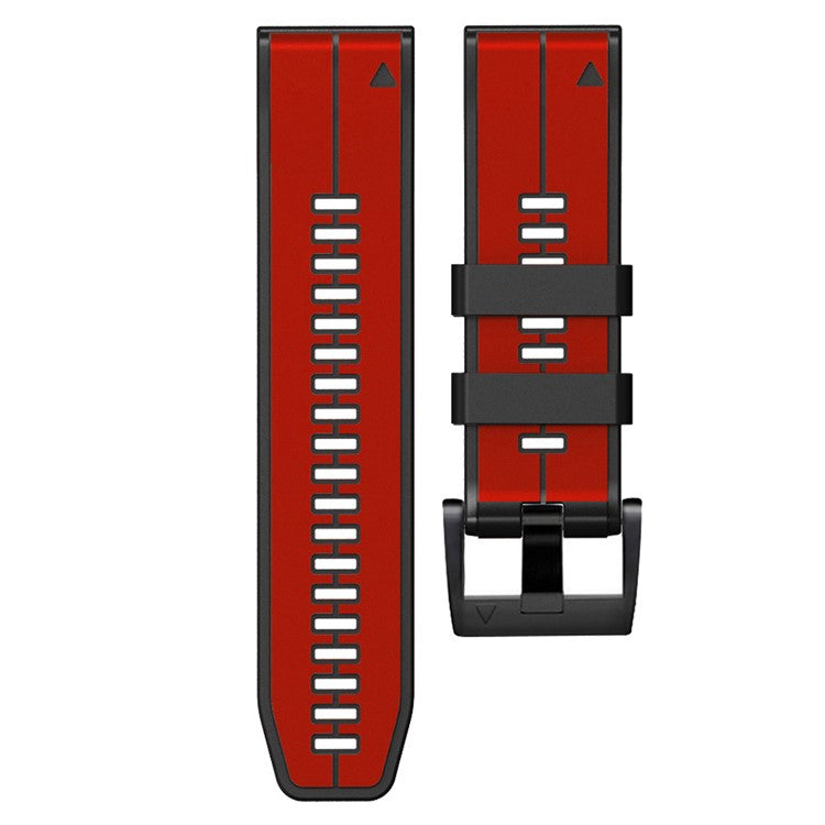 For Garmin Tactix 7 Pro / Fenix 7X / Fenix 6X Pro Silicone Wrist Strap Replacement Dual Color Smart Watch Band 26mm - Red / Black