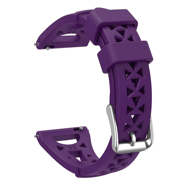 For Samsung Galaxy Watch3 45mm / Gear S3 / Huawei Watch GT 3 Pro Tower Design Silicone 22mm Wrist Band Watch Strap - Purple