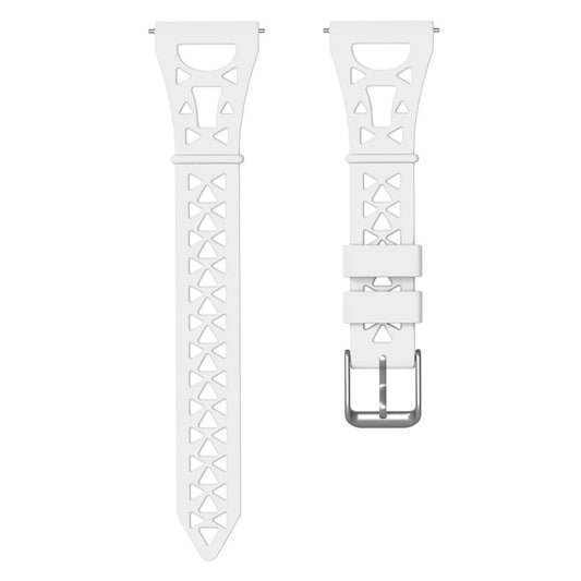 For Samsung Galaxy Watch 5 Pro 45mm / Watch4 Classic 42mm 46mm Breathable Silicone 20mm Tower Design Smart Watch Strap Replacement - White