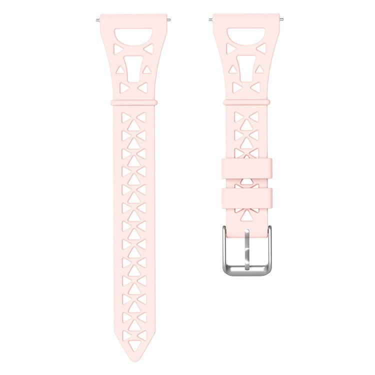 For Samsung Galaxy Watch 5 Pro 45mm / Watch4 Classic 42mm 46mm Breathable Silicone 20mm Tower Design Smart Watch Strap Replacement - Pink