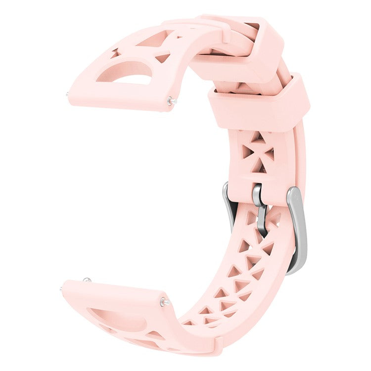 For Samsung Galaxy Watch 5 Pro 45mm / Watch4 Classic 42mm 46mm Breathable Silicone 20mm Tower Design Smart Watch Strap Replacement - Pink