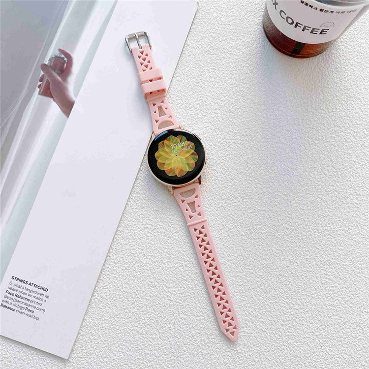 For Samsung Galaxy Watch 5 Pro 45mm / Watch4 Classic 42mm 46mm Breathable Silicone 20mm Tower Design Smart Watch Strap Replacement - Pink