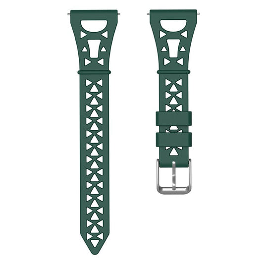 For Samsung Galaxy Watch 5 Pro 45mm / Watch4 Classic 42mm 46mm Breathable Silicone 20mm Tower Design Smart Watch Strap Replacement - Army Green