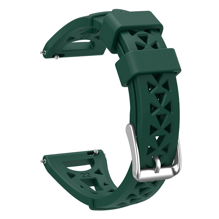 For Samsung Galaxy Watch 5 Pro 45mm / Watch4 Classic 42mm 46mm Breathable Silicone 20mm Tower Design Smart Watch Strap Replacement - Army Green