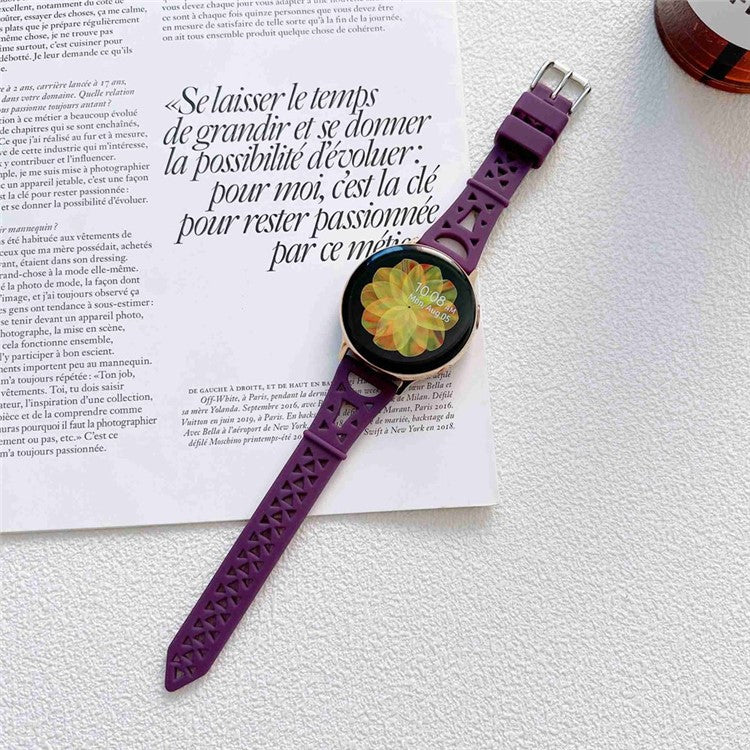 For Samsung Galaxy Watch 5 Pro 45mm / Watch4 Classic 42mm 46mm Breathable Silicone 20mm Tower Design Smart Watch Strap Replacement - Purple