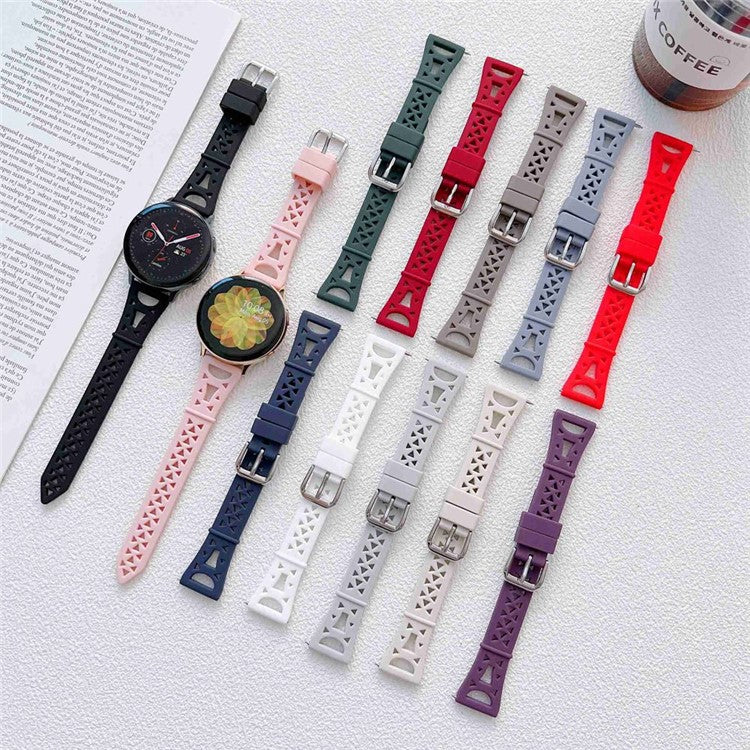 For Samsung Galaxy Watch 5 Pro 45mm / Watch4 Classic 42mm 46mm Breathable Silicone 20mm Tower Design Smart Watch Strap Replacement - Purple