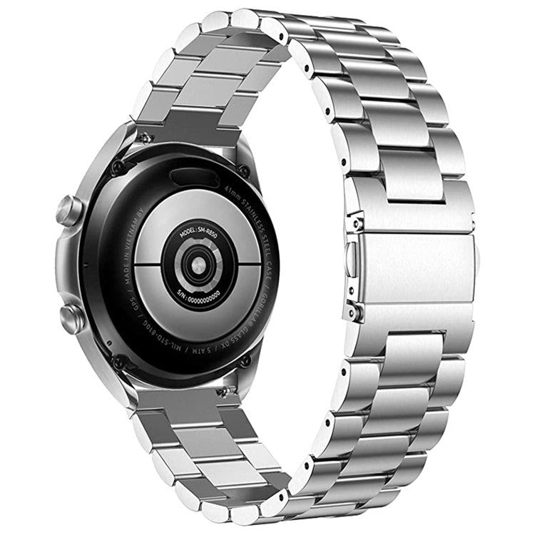For Garmin Forerunner 255S / Venu 2S Titanium Steel 3 Beads Smart Watch Band 18mm Universal Replacement Strap - Silver