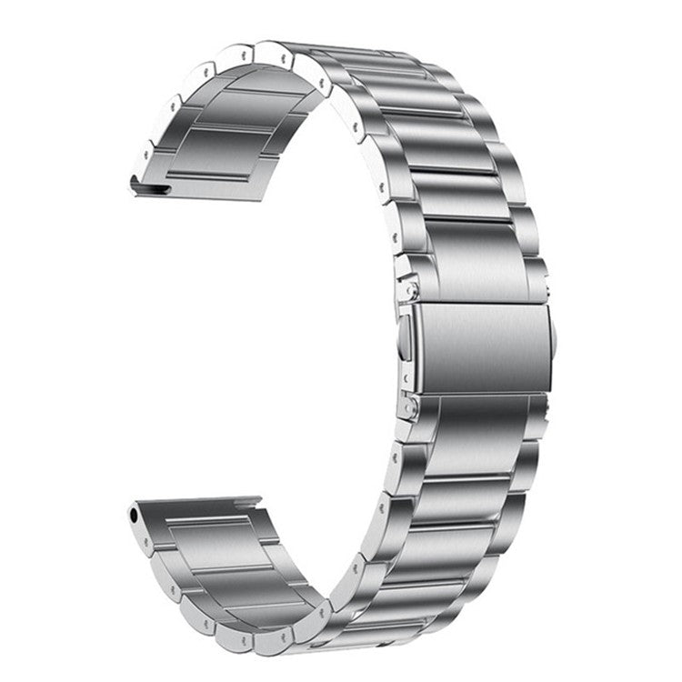 For Garmin Forerunner 255S / Venu 2S Titanium Steel 3 Beads Smart Watch Band 18mm Universal Replacement Strap - Silver