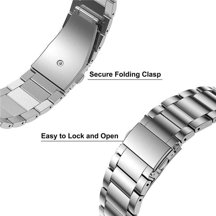 For Garmin Forerunner 255S / Venu 2S Titanium Steel 3 Beads Smart Watch Band 18mm Universal Replacement Strap - Silver